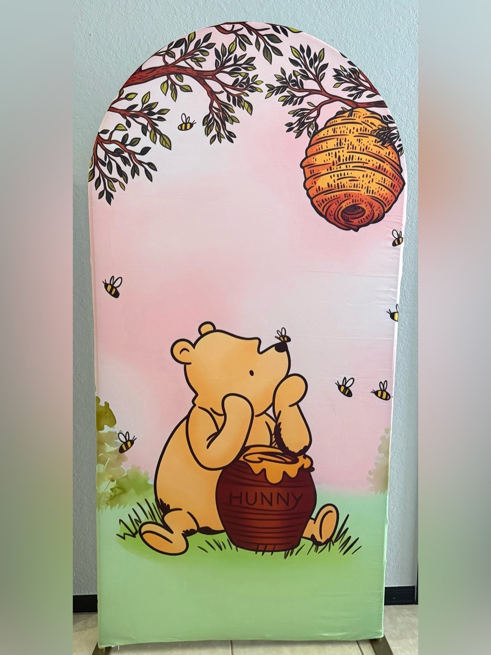 Pink Winnie the Pooh Arch Backdrop Cover